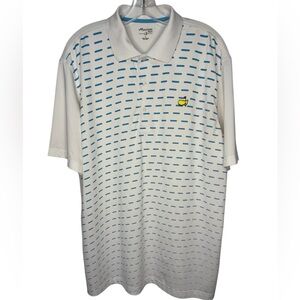 Masters Tech White Blue Dash Stripe Polo Mens Large Augusta National